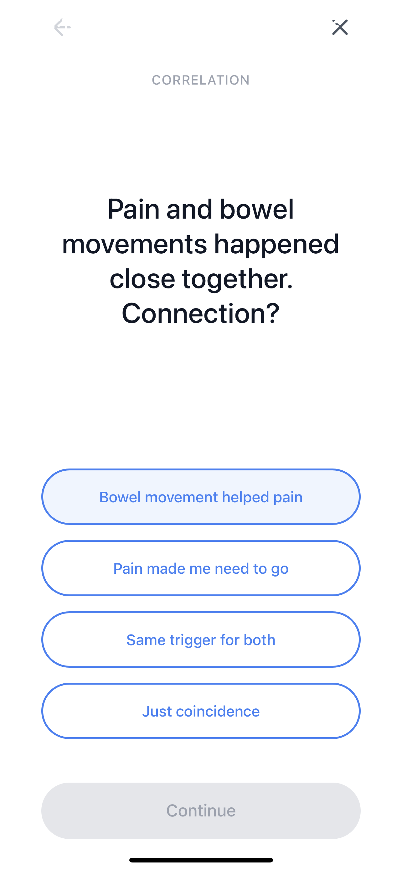 Reflection screen, full-screen, no menu visible, showing a question with multiple-choice answers