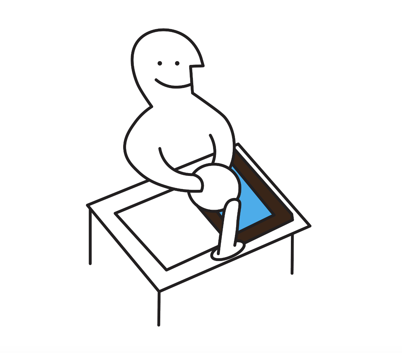 Illustration of a person handwashing dishes over the Vattenkanna vessel sitting in the sink